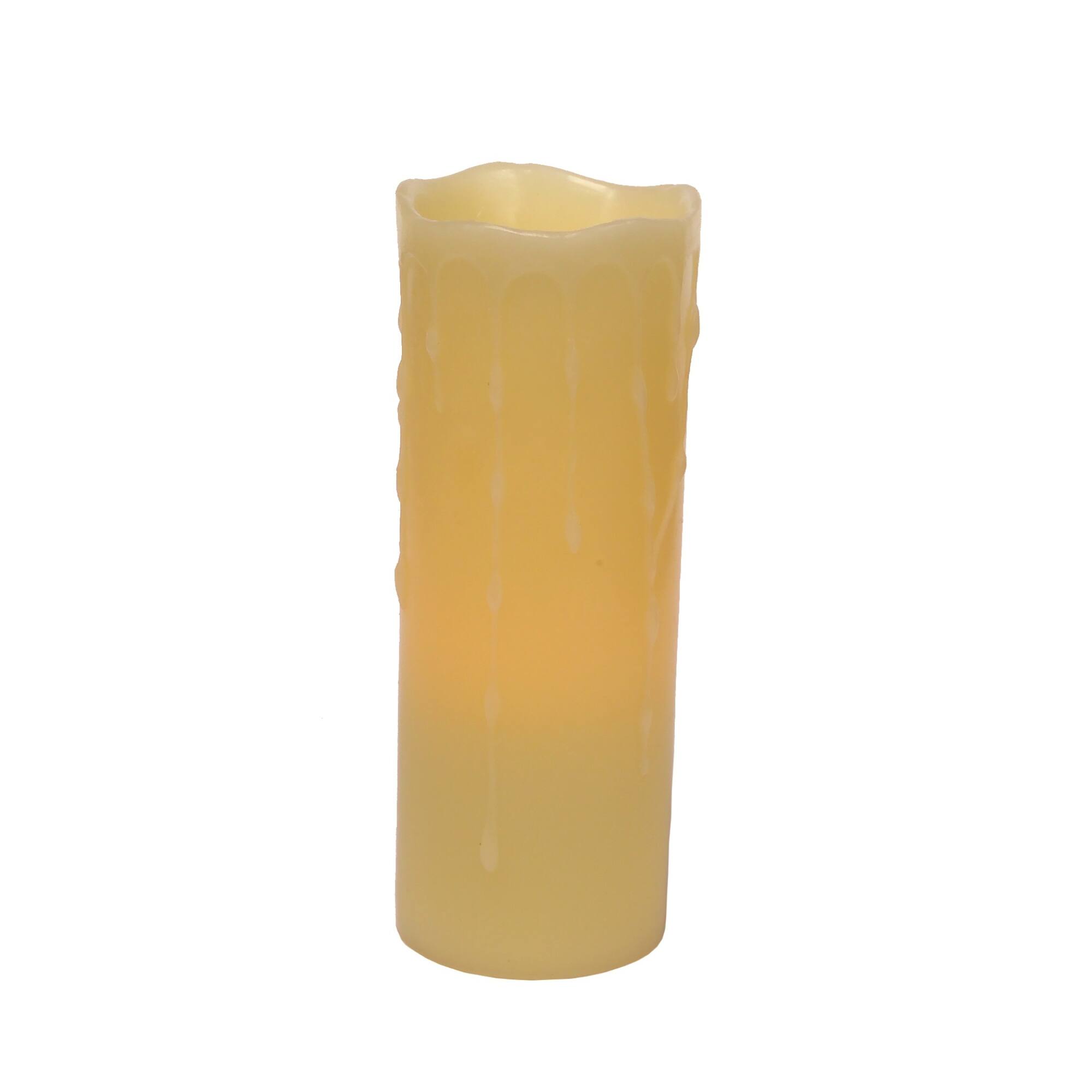 3" x 8" LED Wax Dripping Pillar Candle Set